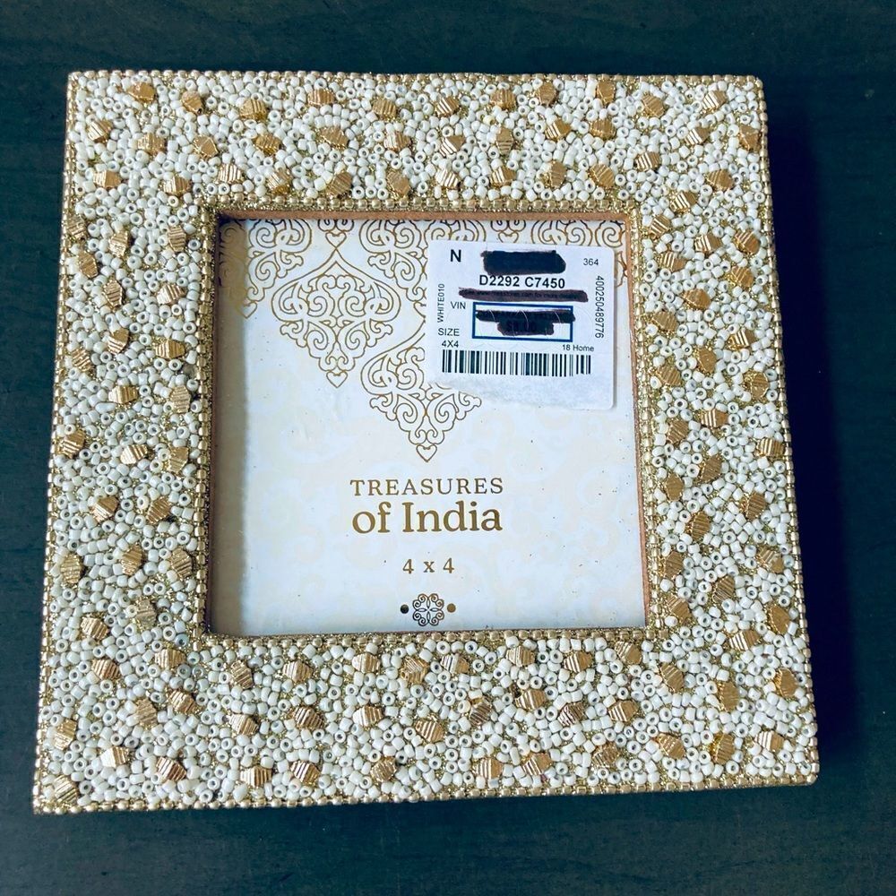 Sparkling Gold Beaded Handmade Picture Frame